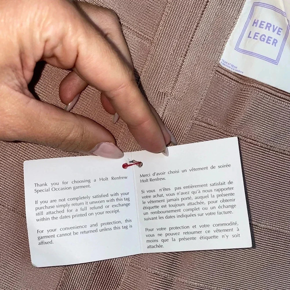 NWT Herve Leger Makayla Dress Rare Beige Nude Bandage XS NEW Mini - Picture 5 of 9